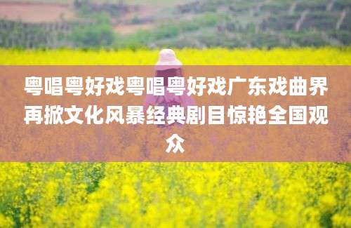 粤唱粤好戏粤唱粤好戏广东戏曲界再掀文化风暴经典剧目惊艳全国观众