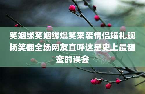 笑姻缘笑姻缘爆笑来袭情侣婚礼现场笑翻全场网友直呼这是史上最甜蜜的误会
