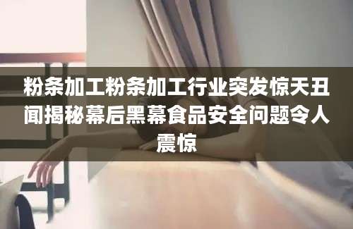 粉条加工粉条加工行业突发惊天丑闻揭秘幕后黑幕食品安全问题令人震惊