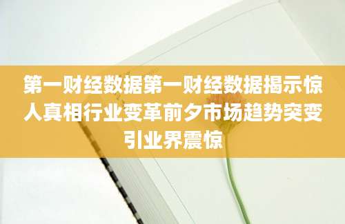 第一财经数据第一财经数据揭示惊人真相行业变革前夕市场趋势突变引业界震惊
