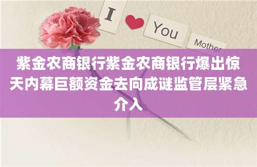 紫金农商银行紫金农商银行爆出惊天内幕巨额资金去向成谜监管层紧急介入
