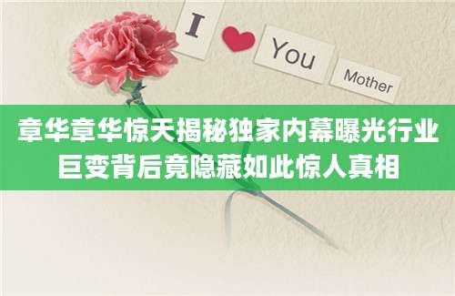 章华章华惊天揭秘独家内幕曝光行业巨变背后竟隐藏如此惊人真相