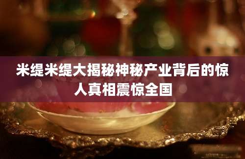 米缇米缇大揭秘神秘产业背后的惊人真相震惊全国