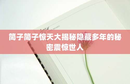 简子简子惊天大揭秘隐藏多年的秘密震惊世人