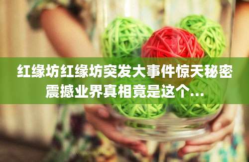 红缘坊红缘坊突发大事件惊天秘密震撼业界真相竟是这个...