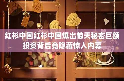 红杉中国红杉中国爆出惊天秘密巨额投资背后竟隐藏惊人内幕