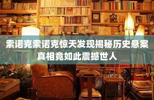 索诺克索诺克惊天发现揭秘历史悬案真相竟如此震撼世人