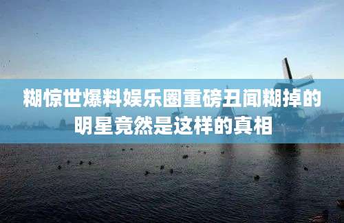 糊惊世爆料娱乐圈重磅丑闻糊掉的明星竟然是这样的真相