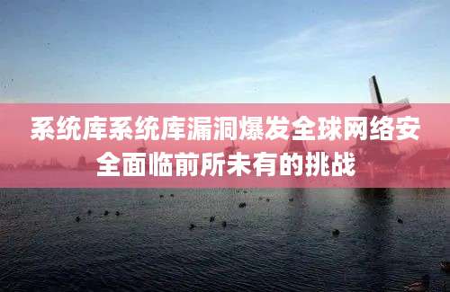 系统库系统库漏洞爆发全球网络安全面临前所未有的挑战