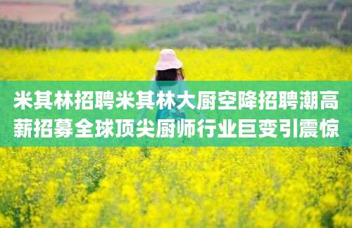 米其林招聘米其林大厨空降招聘潮高薪招募全球顶尖厨师行业巨变引震惊