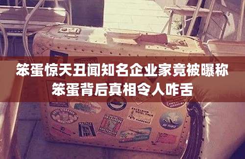 笨蛋惊天丑闻知名企业家竟被曝称笨蛋背后真相令人咋舌