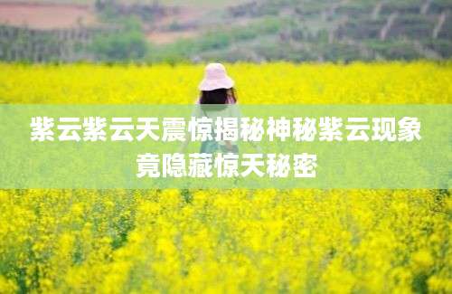 紫云紫云天震惊揭秘神秘紫云现象竟隐藏惊天秘密