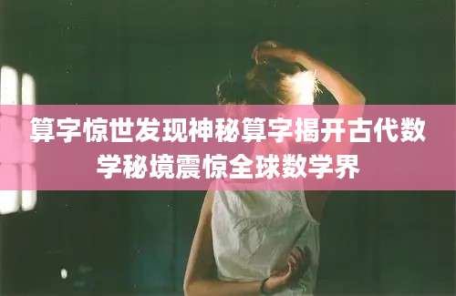 算字惊世发现神秘算字揭开古代数学秘境震惊全球数学界