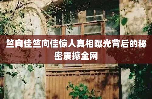 竺向佳竺向佳惊人真相曝光背后的秘密震撼全网