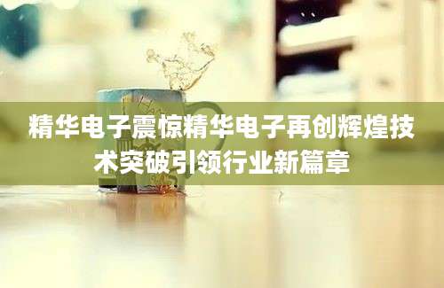 精华电子震惊精华电子再创辉煌技术突破引领行业新篇章