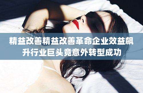 精益改善精益改善革命企业效益飙升行业巨头竟意外转型成功