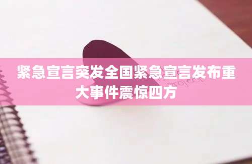 紧急宣言突发全国紧急宣言发布重大事件震惊四方