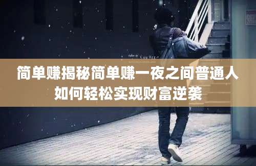 简单赚揭秘简单赚一夜之间普通人如何轻松实现财富逆袭