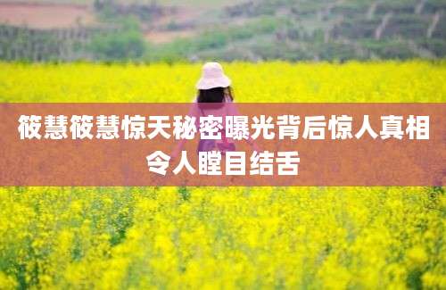 筱慧筱慧惊天秘密曝光背后惊人真相令人瞠目结舌