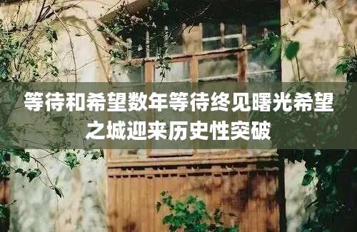 等待和希望数年等待终见曙光希望之城迎来历史性突破