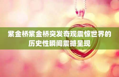 紫金桥紫金桥突发奇观震惊世界的历史性瞬间震撼呈现