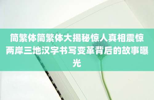 简繁体简繁体大揭秘惊人真相震惊两岸三地汉字书写变革背后的故事曝光