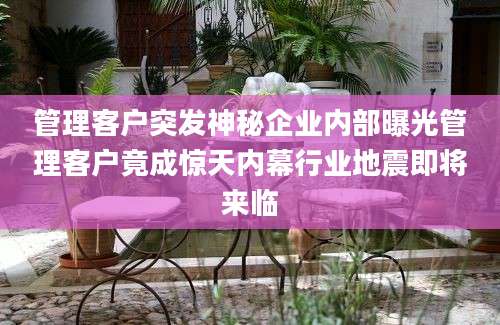 管理客户突发神秘企业内部曝光管理客户竟成惊天内幕行业地震即将来临