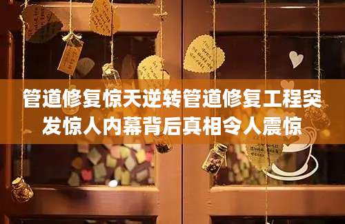 管道修复惊天逆转管道修复工程突发惊人内幕背后真相令人震惊