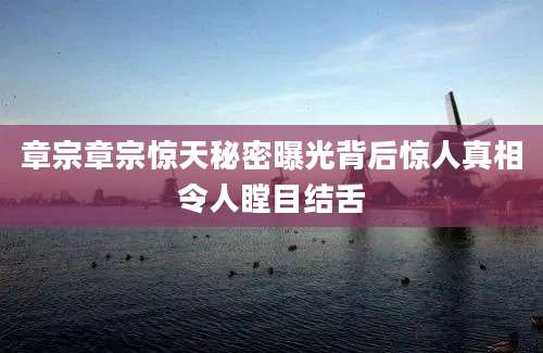 章宗章宗惊天秘密曝光背后惊人真相令人瞠目结舌