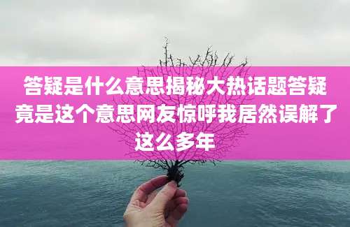 答疑是什么意思揭秘大热话题答疑竟是这个意思网友惊呼我居然误解了这么多年