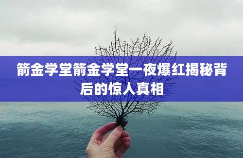 箭金学堂箭金学堂一夜爆红揭秘背后的惊人真相