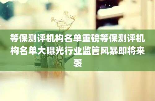 等保测评机构名单重磅等保测评机构名单大曝光行业监管风暴即将来袭