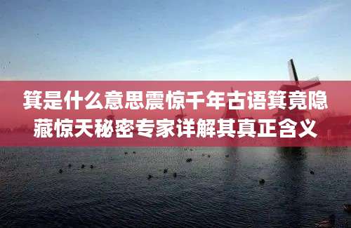 箕是什么意思震惊千年古语箕竟隐藏惊天秘密专家详解其真正含义