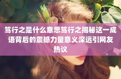 笃行之是什么意思笃行之揭秘这一成语背后的震撼力量意义深远引网友热议