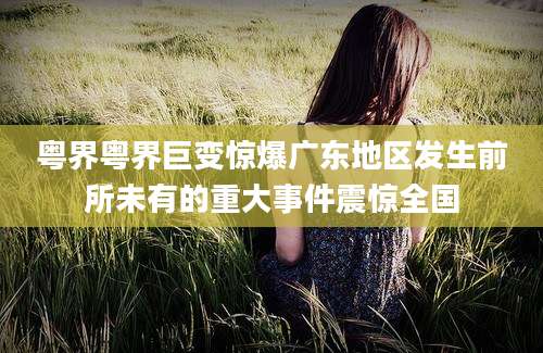 粤界粤界巨变惊爆广东地区发生前所未有的重大事件震惊全国