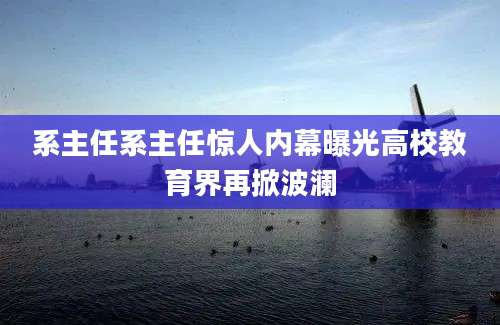 系主任系主任惊人内幕曝光高校教育界再掀波澜