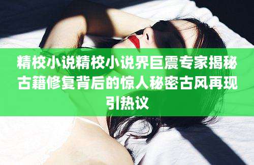 精校小说精校小说界巨震专家揭秘古籍修复背后的惊人秘密古风再现引热议