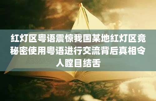 红灯区粤语震惊我国某地红灯区竟秘密使用粤语进行交流背后真相令人瞠目结舌