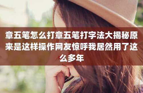 章五笔怎么打章五笔打字法大揭秘原来是这样操作网友惊呼我居然用了这么多年
