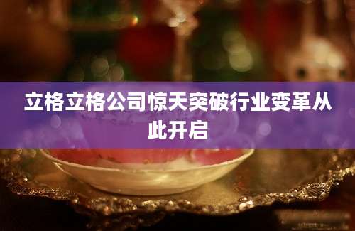 立格立格公司惊天突破行业变革从此开启