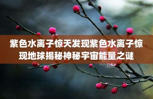 紫色水离子惊天发现紫色水离子惊现地球揭秘神秘宇宙能量之谜