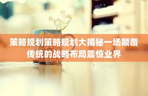 策略规划策略规划大揭秘一场颠覆传统的战略布局震惊业界