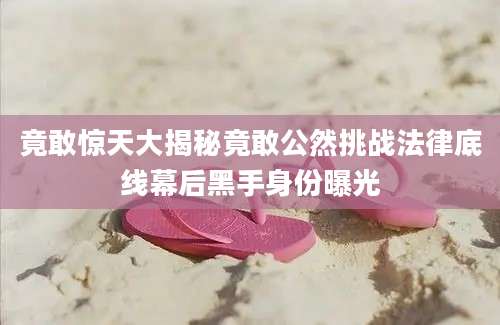 竟敢惊天大揭秘竟敢公然挑战法律底线幕后黑手身份曝光