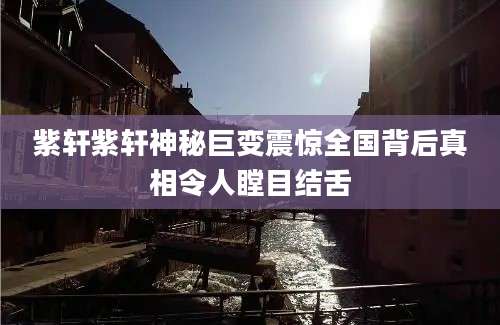 紫轩紫轩神秘巨变震惊全国背后真相令人瞠目结舌